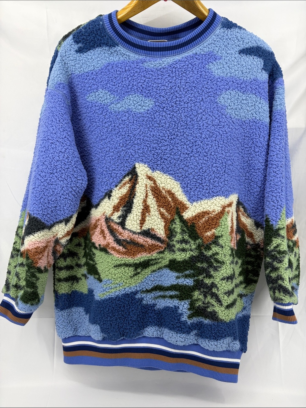 Out From Under Mountain Scene Sherpa Fleece Oversized Sweatshirt, Womens XS